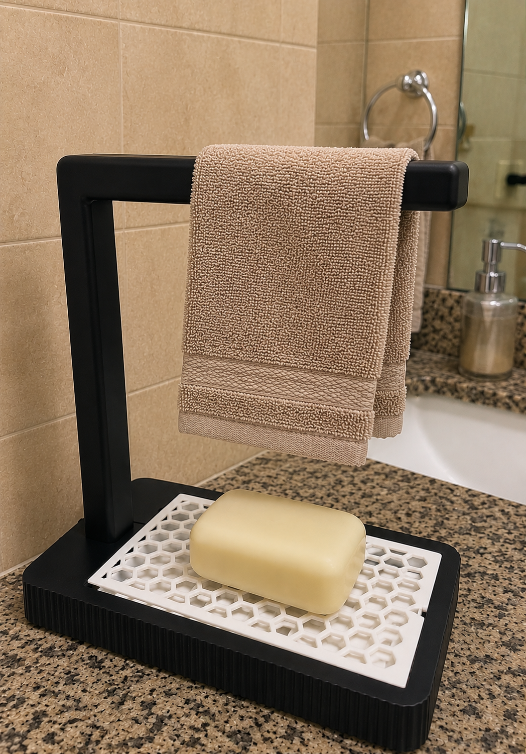 bathroom organiser with soap tray