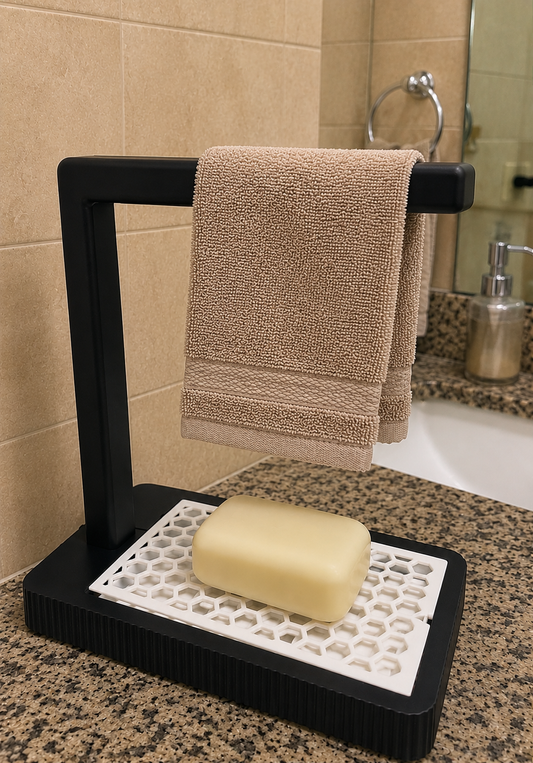 bathroom organiser with soap tray